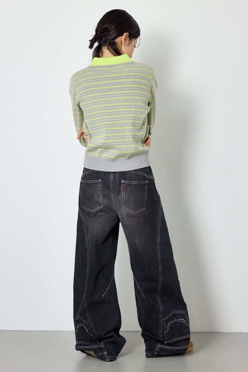(UNISEX)【AW先行予約アイテム】SHAREニットポロシャツ 柄GRY M