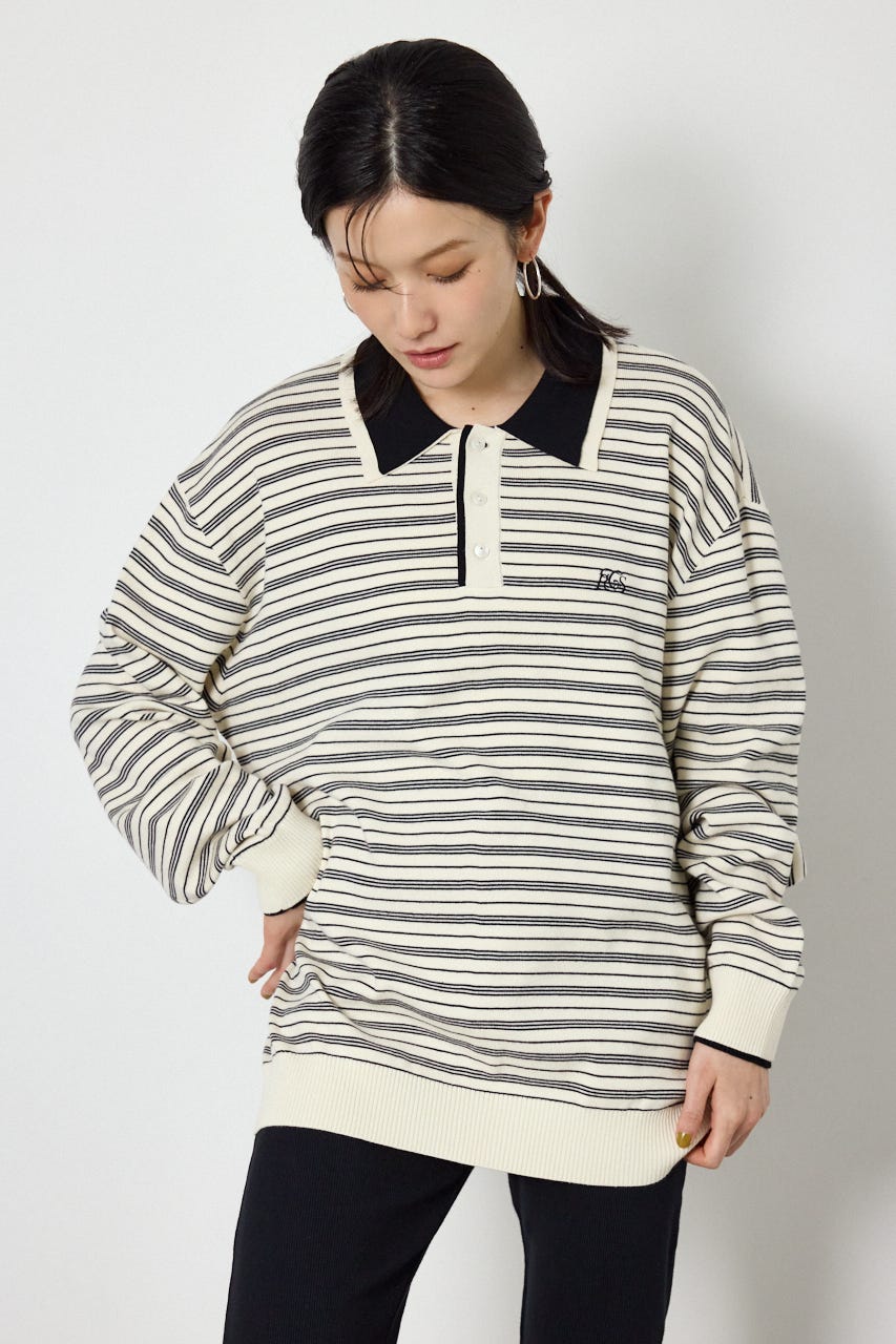 (UNISEX)【AW先行予約アイテム】SHAREニットポロシャツ 柄WHT L