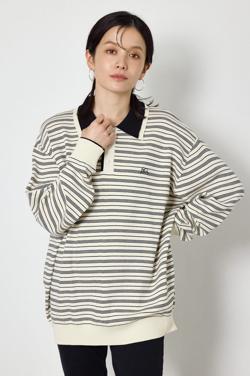 (UNISEX)【AW先行予約アイテム】SHAREニットポロシャツ 柄WHT L