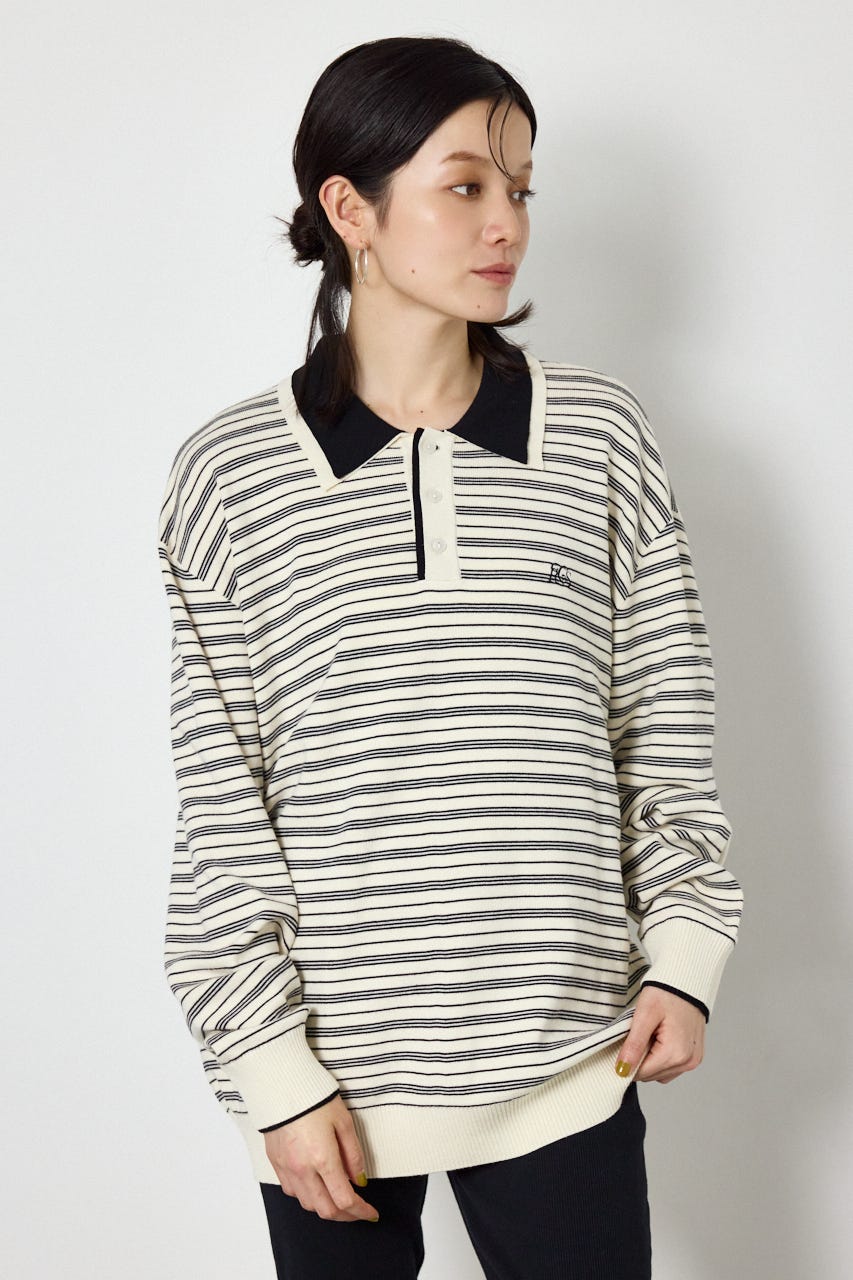 (UNISEX)【AW先行予約アイテム】SHAREニットポロシャツ 柄WHT L