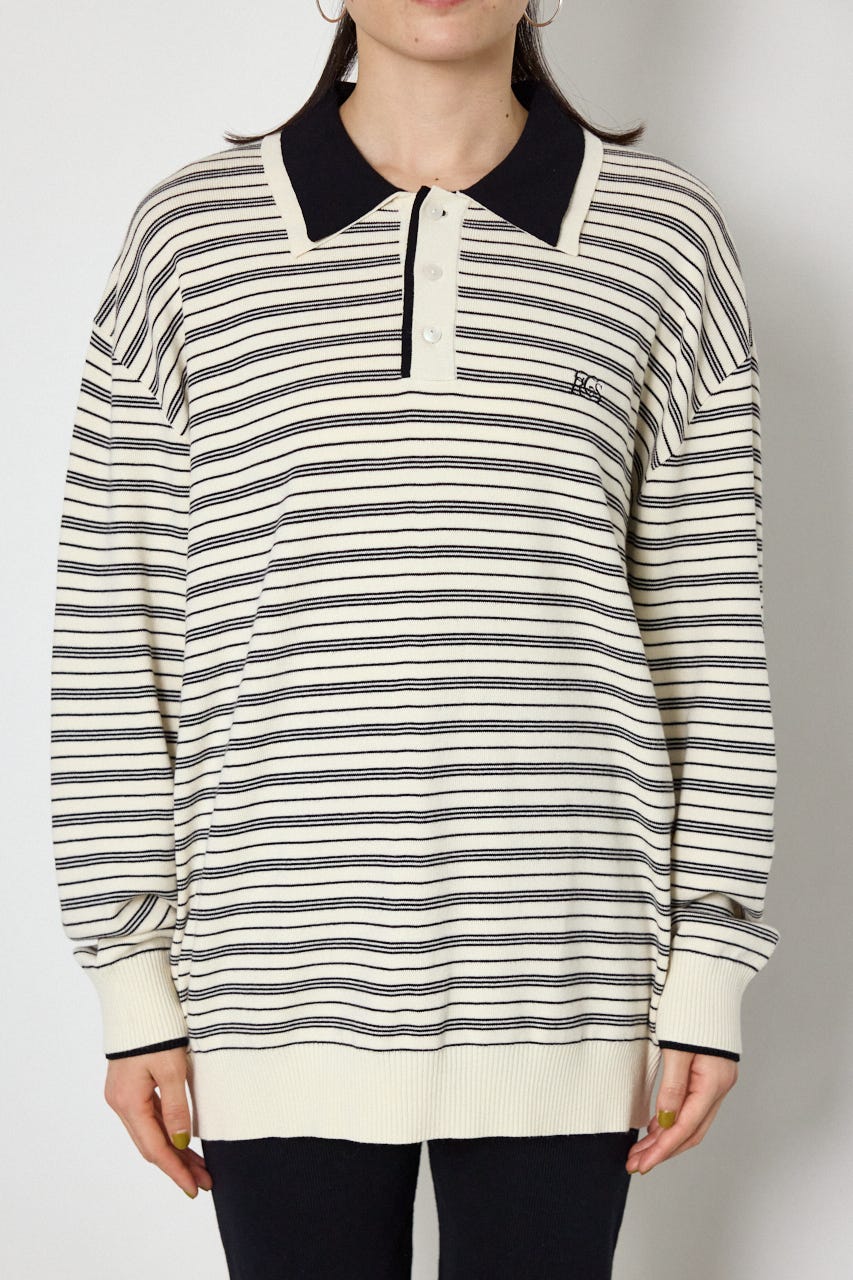(UNISEX)【AW先行予約アイテム】SHAREニットポロシャツ 柄WHT L