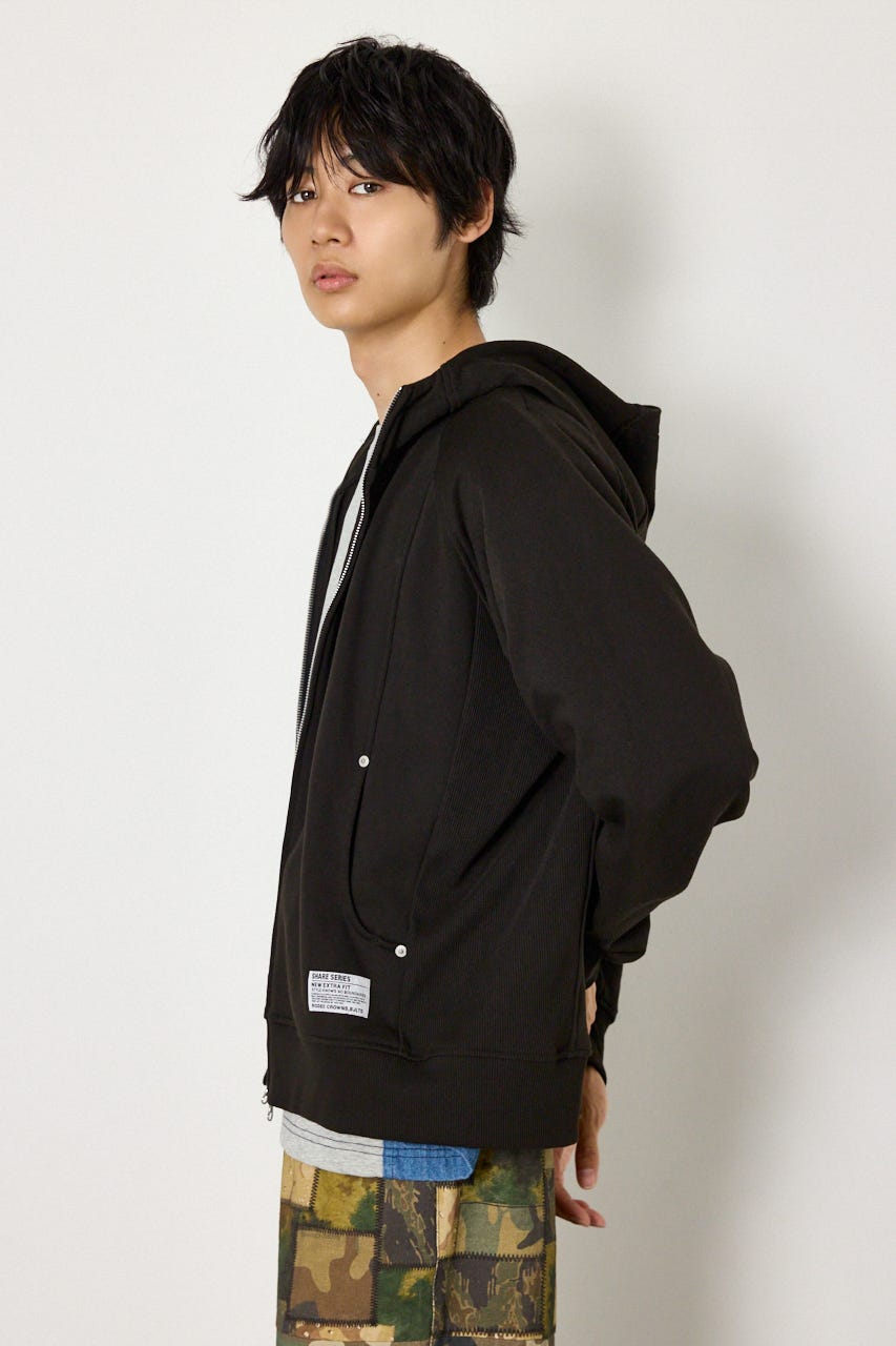 (UNISEX)SHARE スタンドネックジップパーカー BLK M