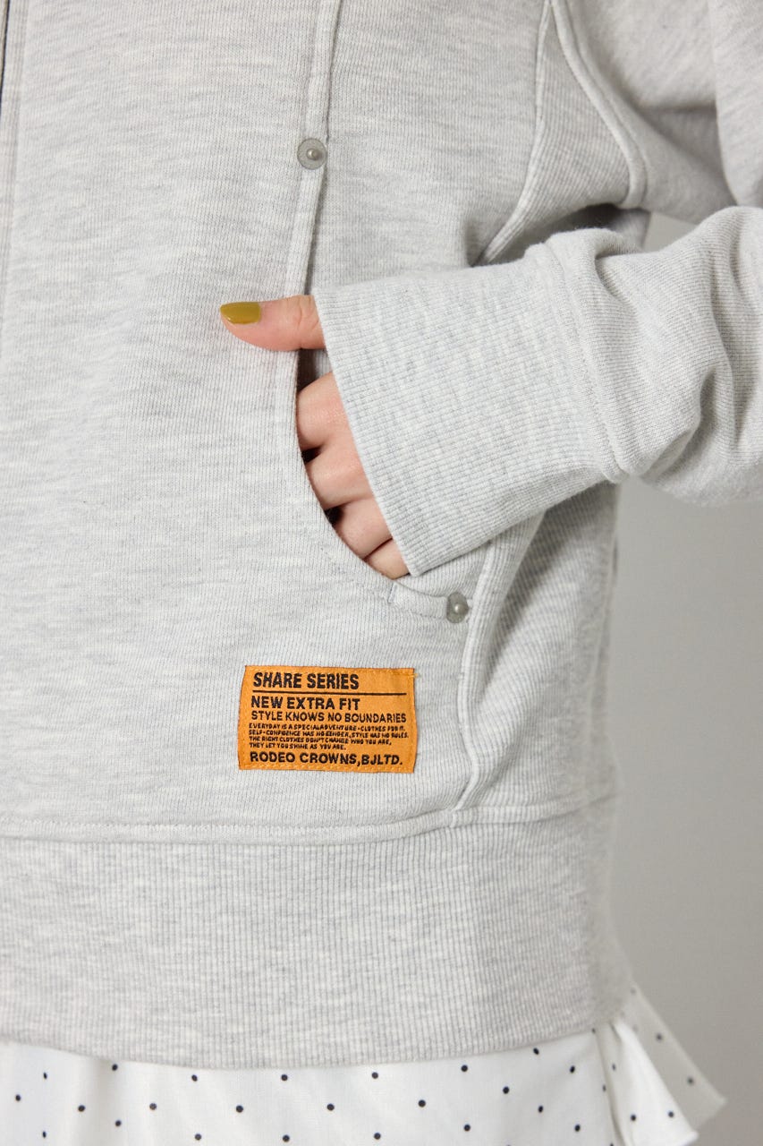 (UNISEX)【AW先行予約アイテム】SHARE スタンドネックジップパーカー L/T.GRY M