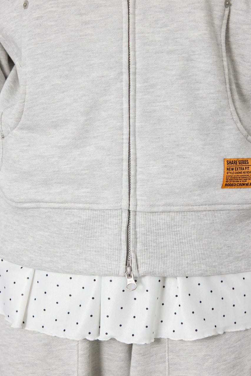 (UNISEX)【AW先行予約アイテム】SHARE スタンドネックジップパーカー L/T.GRY M
