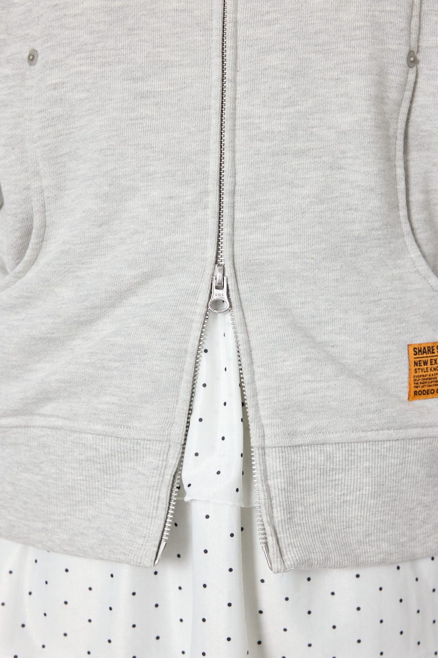 (UNISEX)【AW先行予約アイテム】SHARE スタンドネックジップパーカー L/T.GRY M