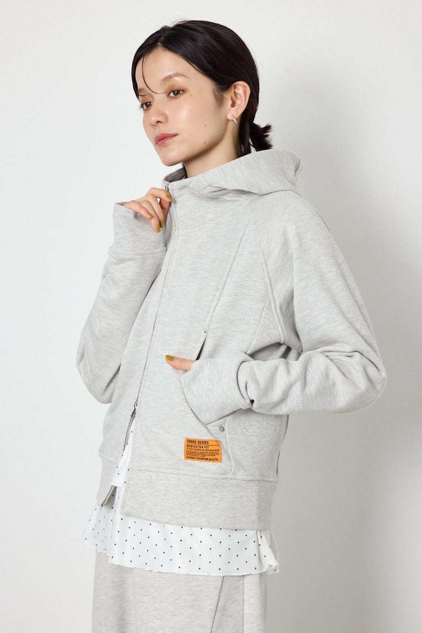 (UNISEX)【AW先行予約アイテム】SHARE スタンドネックジップパーカー L/T.GRY M