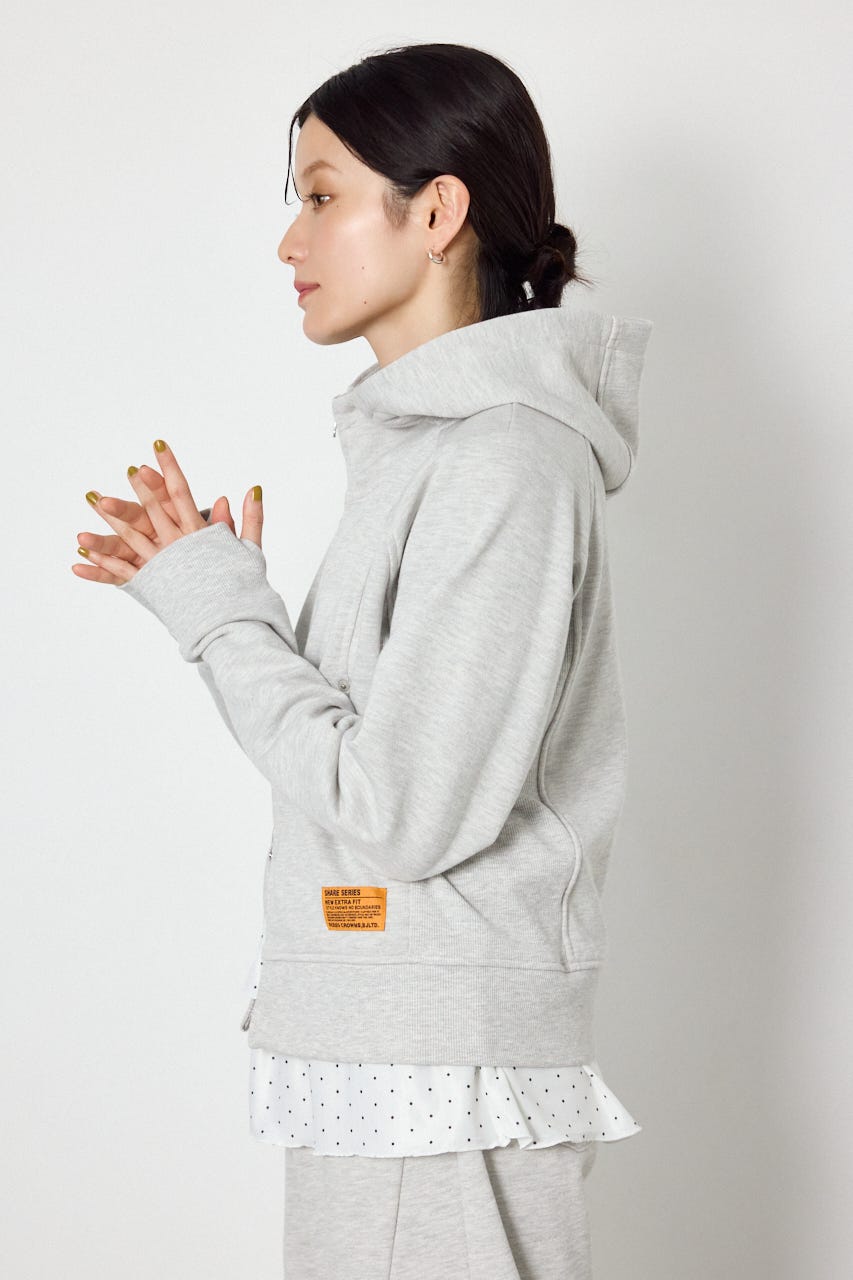 (UNISEX)【AW先行予約アイテム】SHARE スタンドネックジップパーカー L/T.GRY M