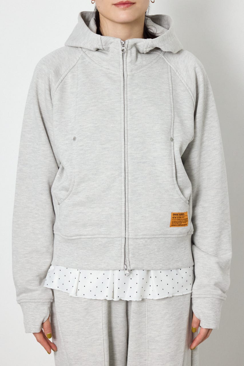 (UNISEX)【AW先行予約アイテム】SHARE スタンドネックジップパーカー L/T.GRY M