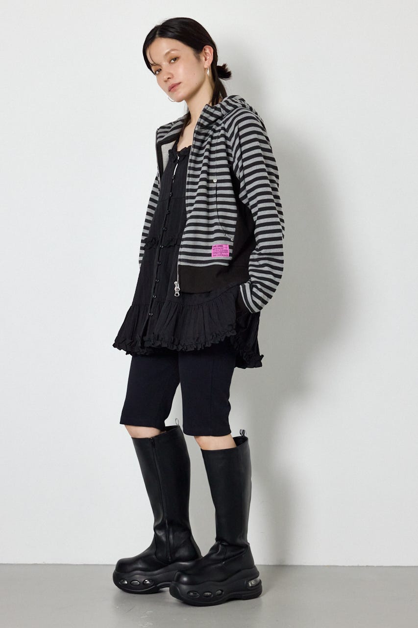(UNISEX)【AW先行予約アイテム】SHARE パターンスタンドネックジップパーカー 柄BLK M