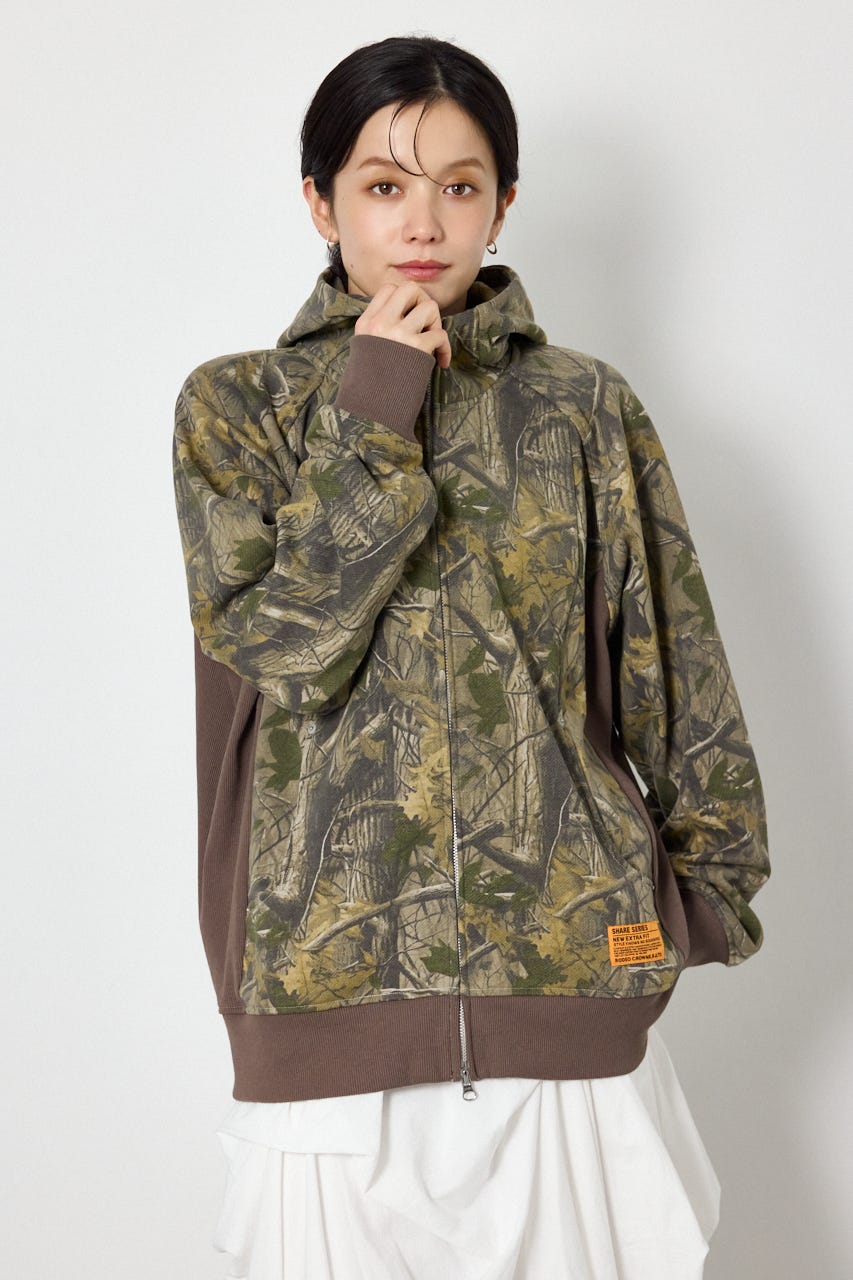(UNISEX)【AW先行予約アイテム】SHARE パターンスタンドネックジップパーカー 迷彩 M
