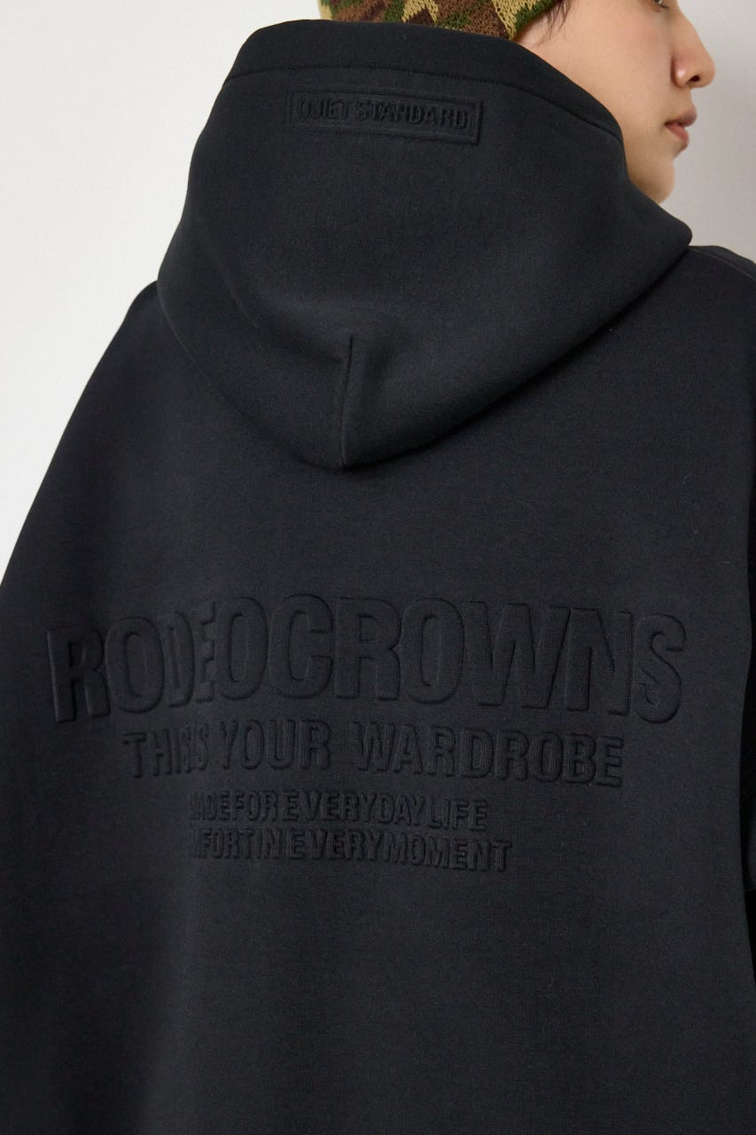 【UNISEX】エンボス W-ZIP ビッグ パーカー BLK FREE