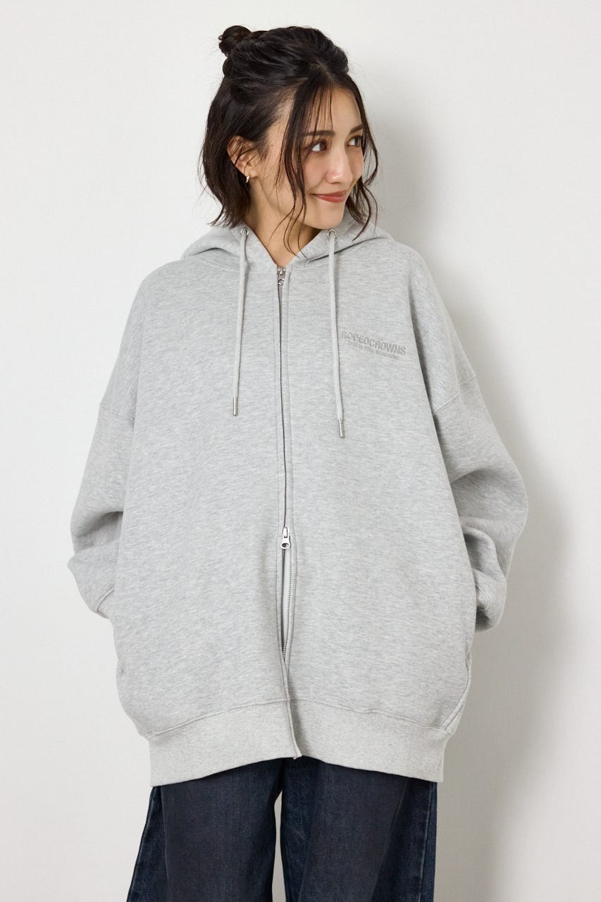 【UNISEX】エンボス W-ZIP ビッグ パーカー L/T.GRY FREE