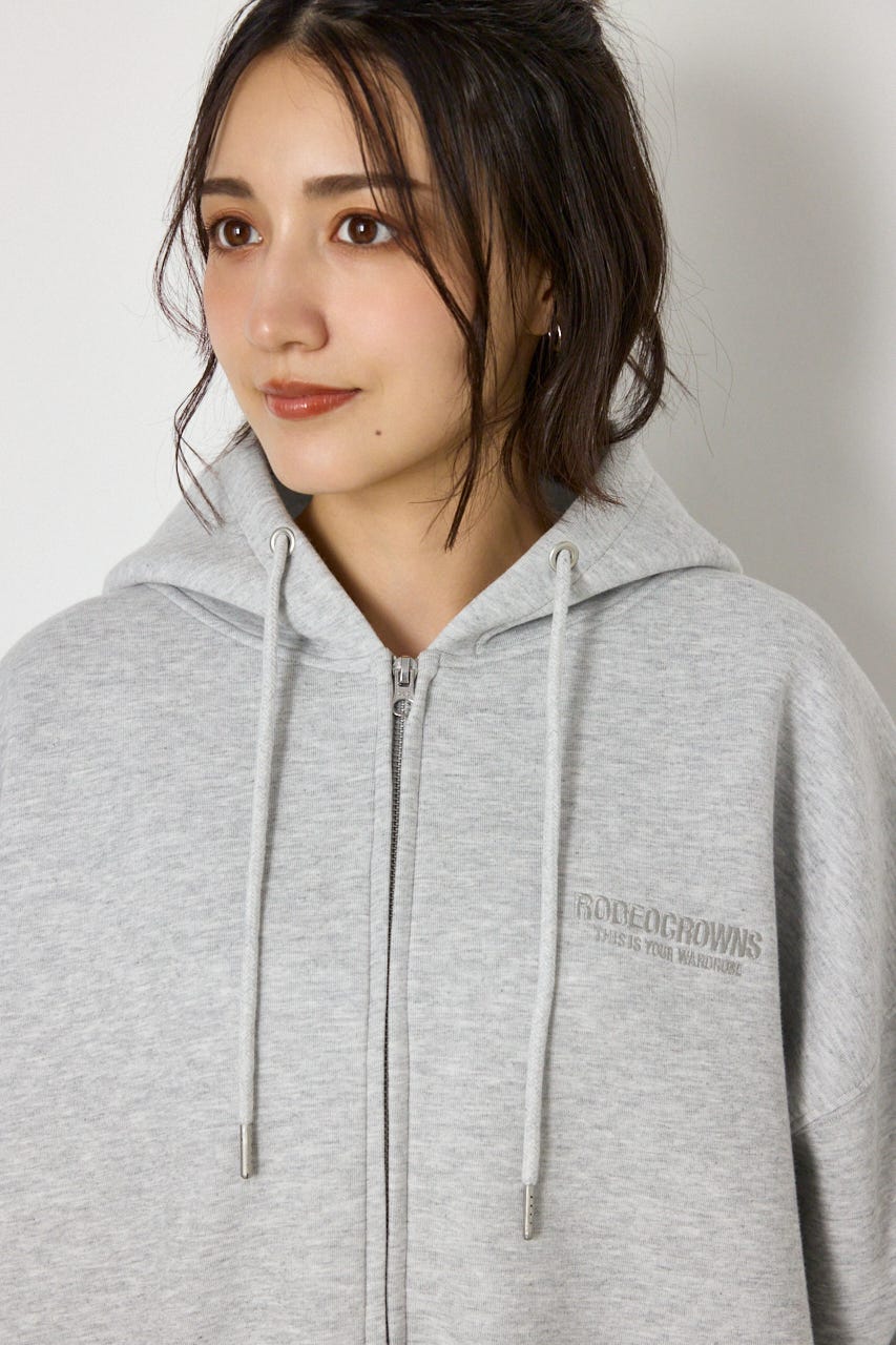 【UNISEX】エンボス W-ZIP ビッグ パーカー L/T.GRY FREE