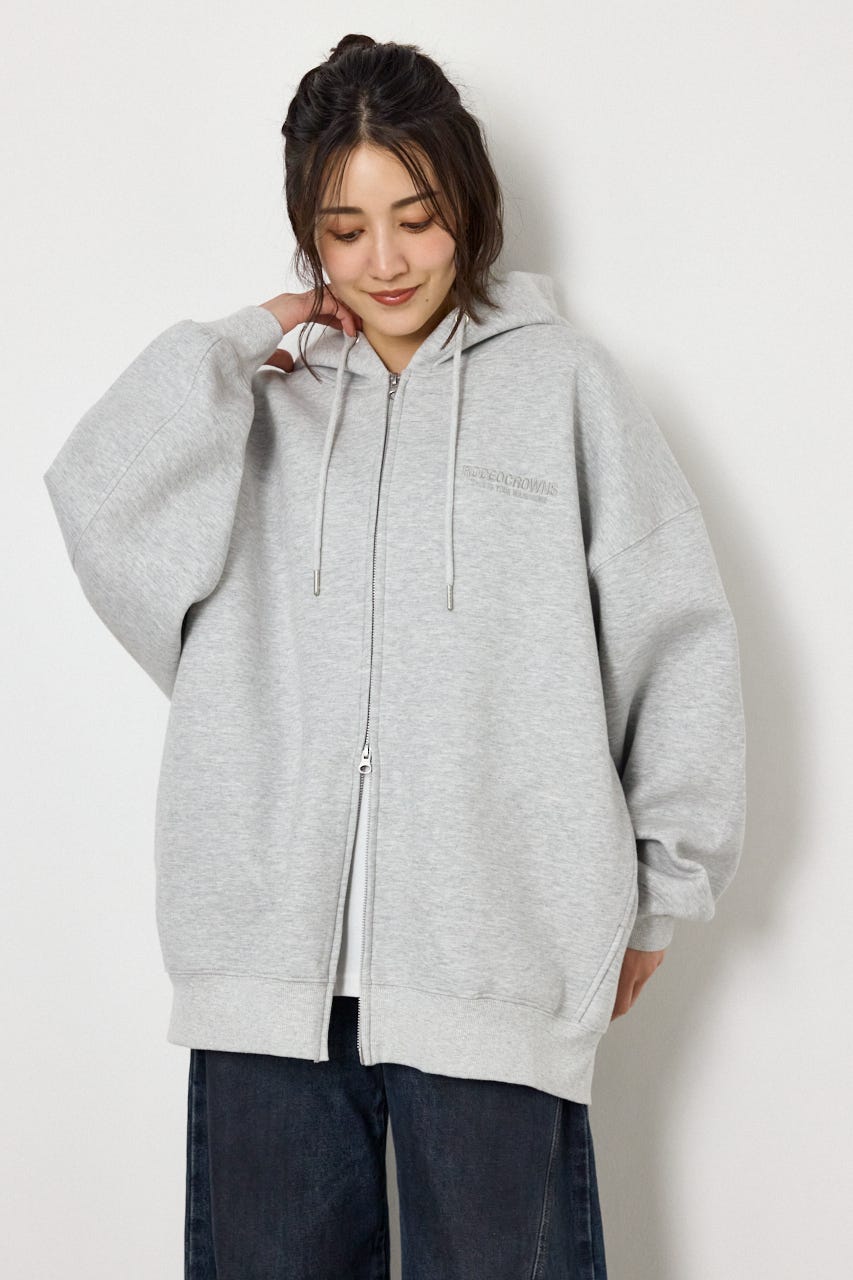 【UNISEX】エンボス W-ZIP ビッグ パーカー L/T.GRY FREE
