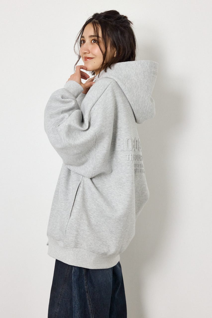 【UNISEX】エンボス W-ZIP ビッグ パーカー L/T.GRY FREE