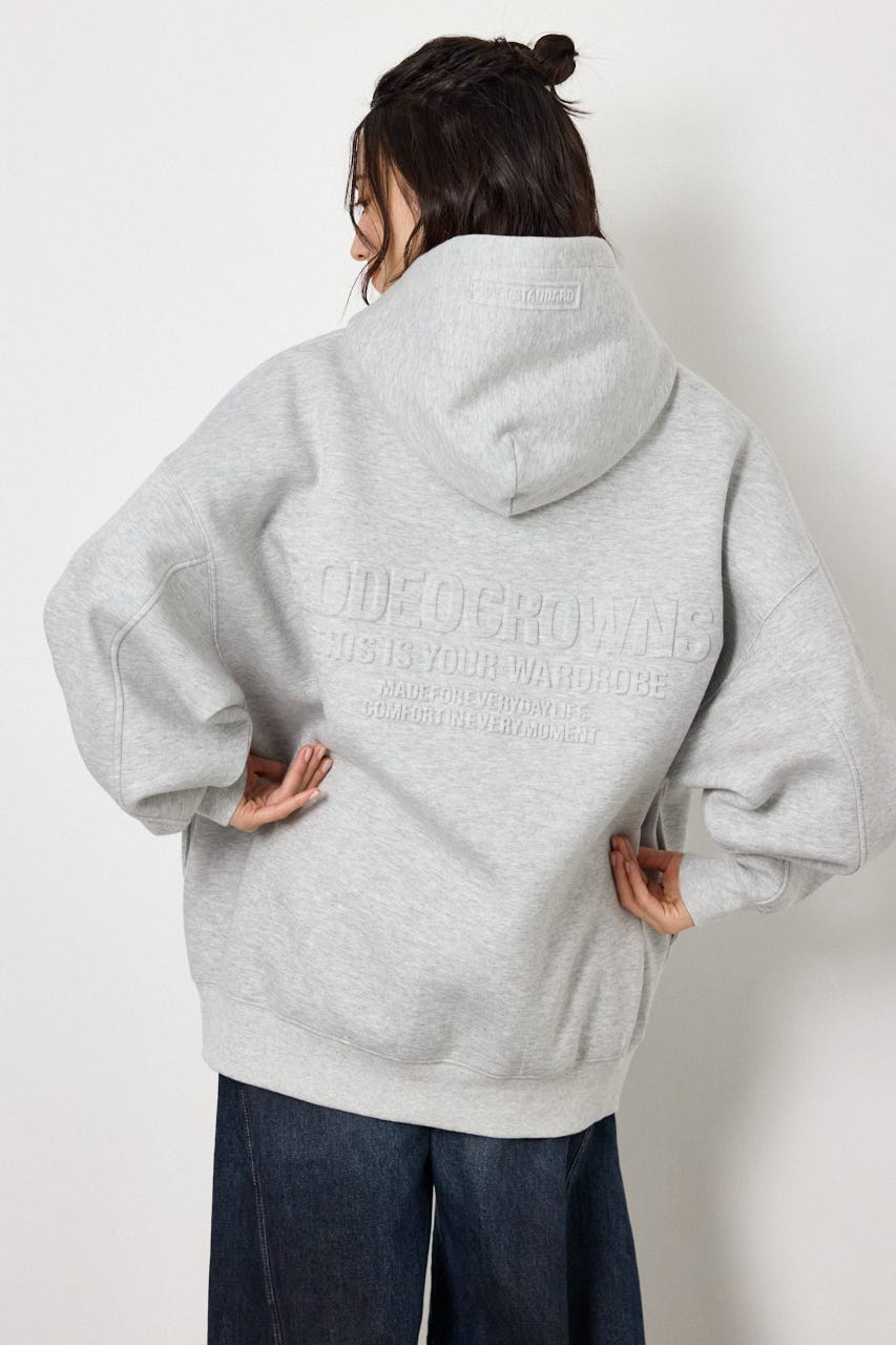 【UNISEX】エンボス W-ZIP ビッグ パーカー L/T.GRY FREE