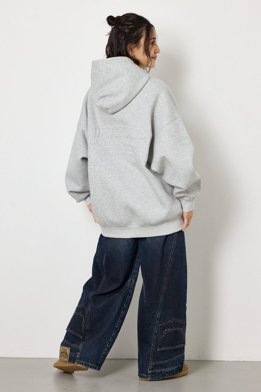 【UNISEX】エンボス W-ZIP ビッグ パーカー L/T.GRY FREE