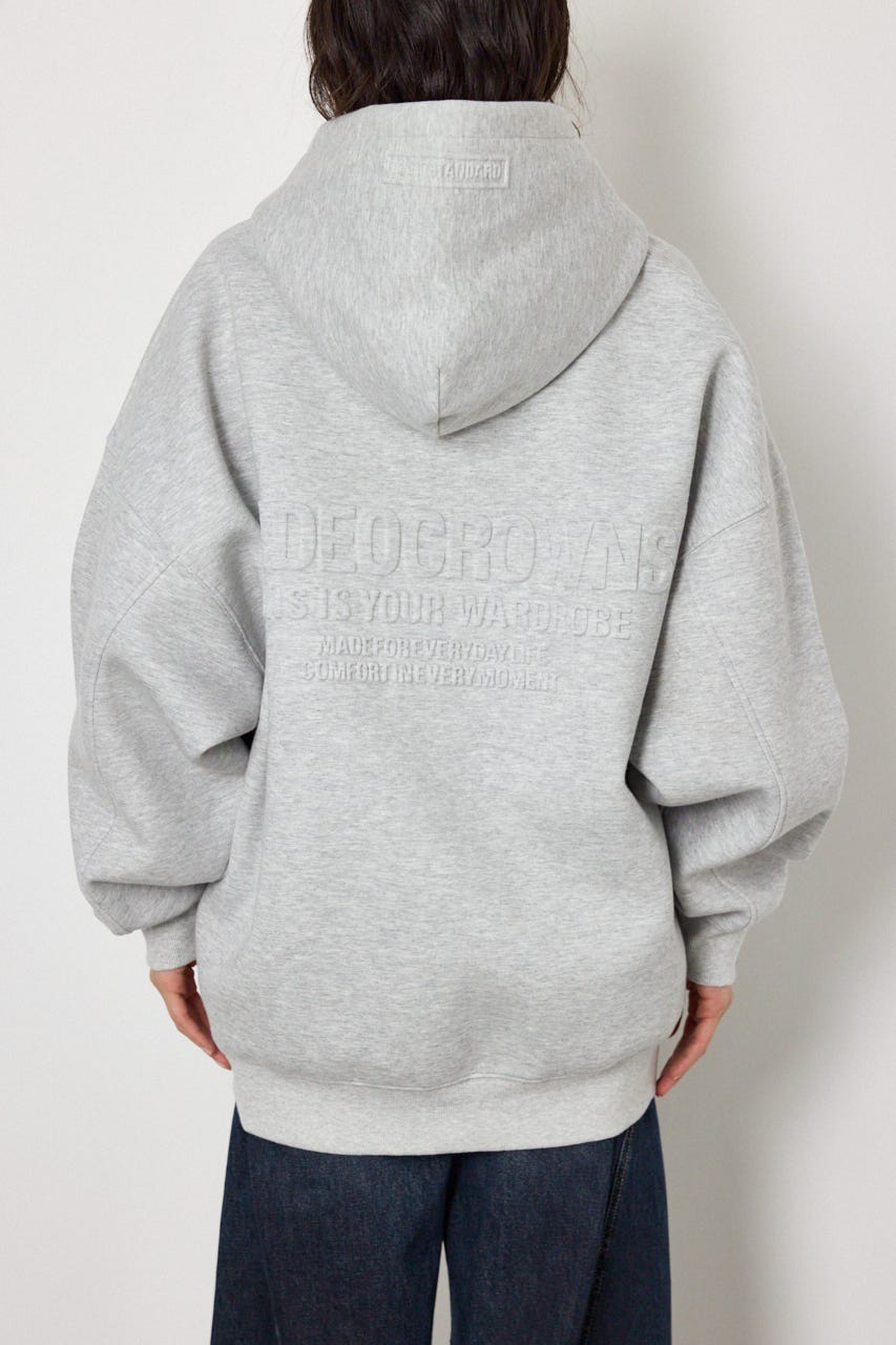 【UNISEX】エンボス W-ZIP ビッグ パーカー L/T.GRY FREE