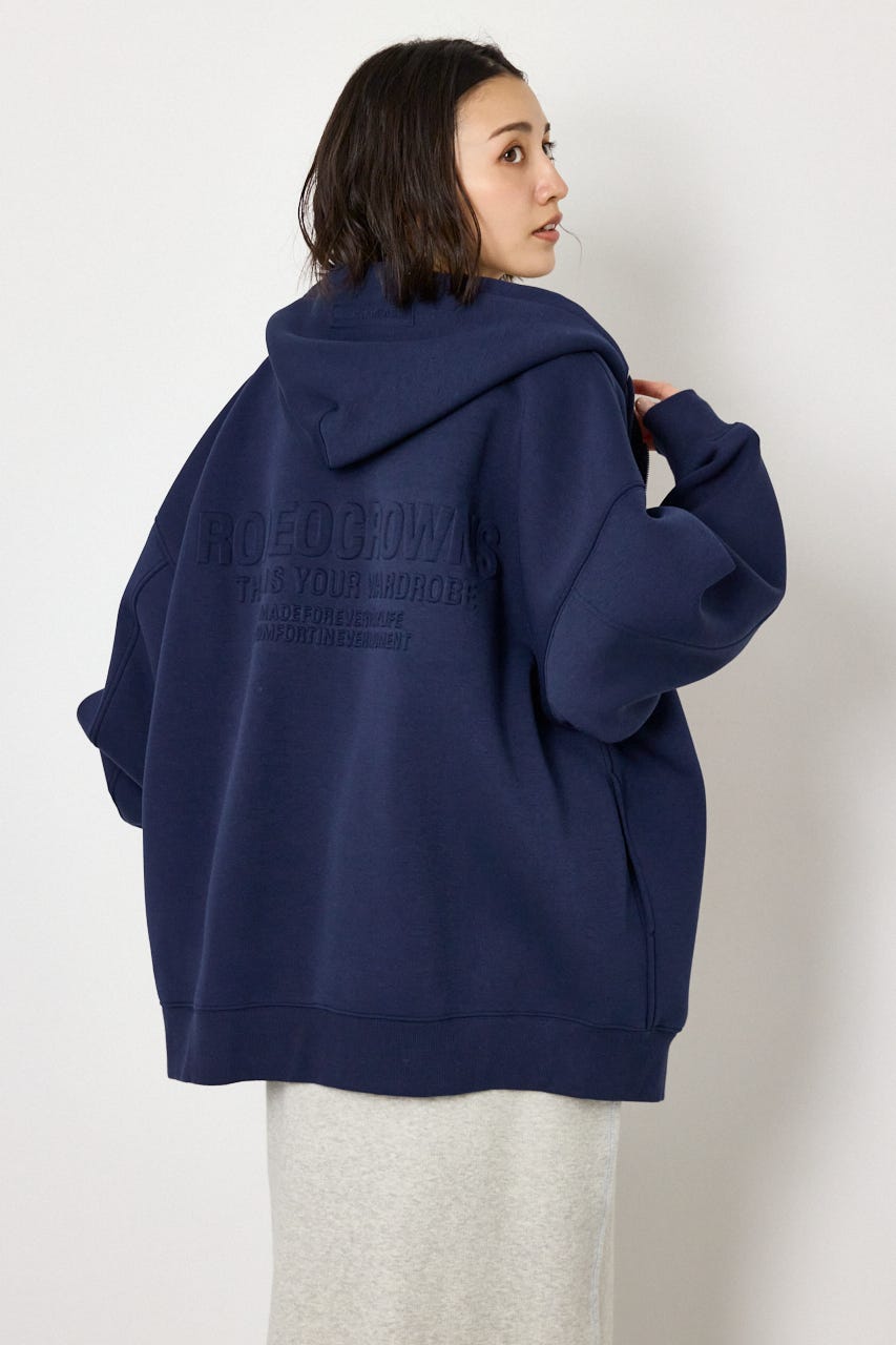 【UNISEX】エンボス W-ZIP ビッグ パーカー NVY FREE