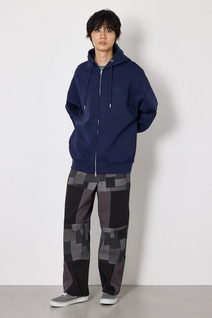 【UNISEX】エンボス W-ZIP ビッグ パーカー NVY FREE