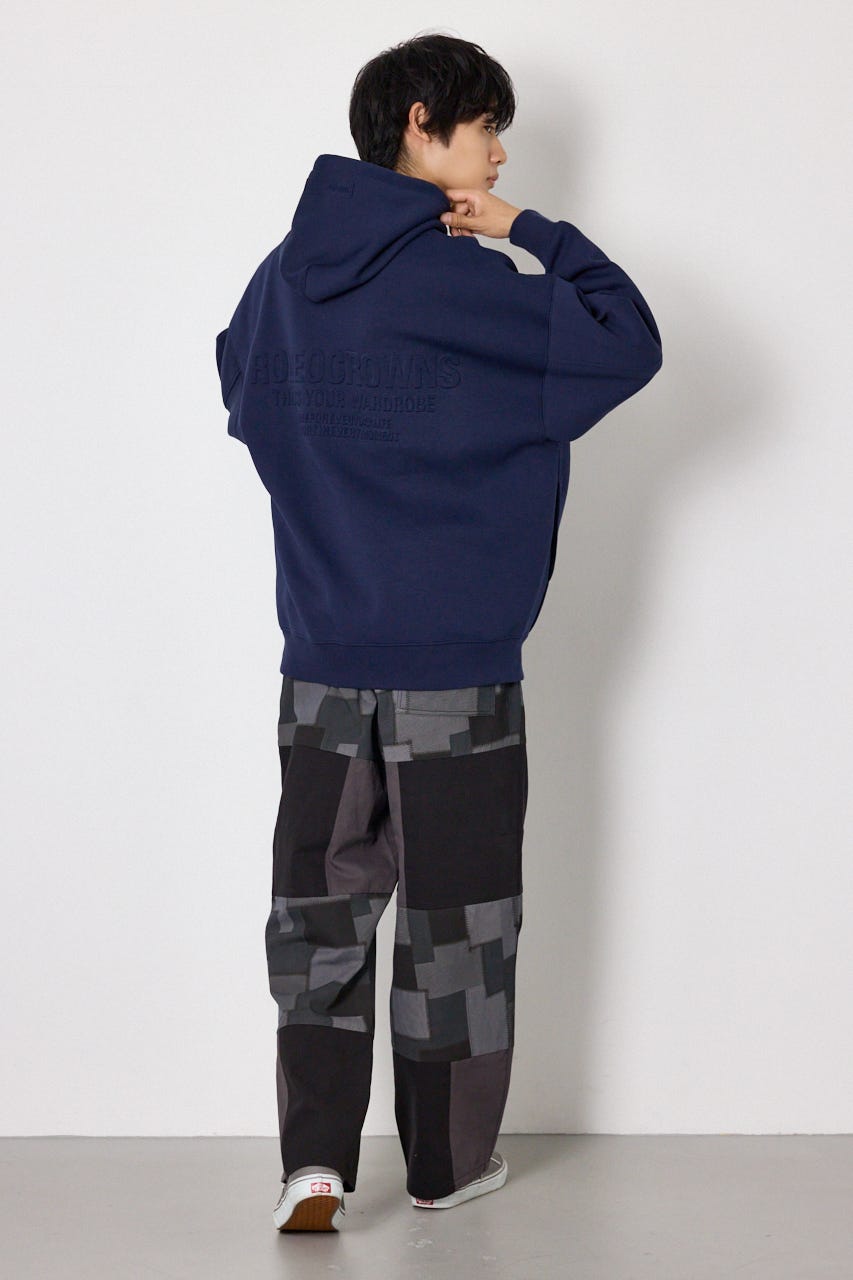 【UNISEX】エンボス W-ZIP ビッグ パーカー NVY FREE