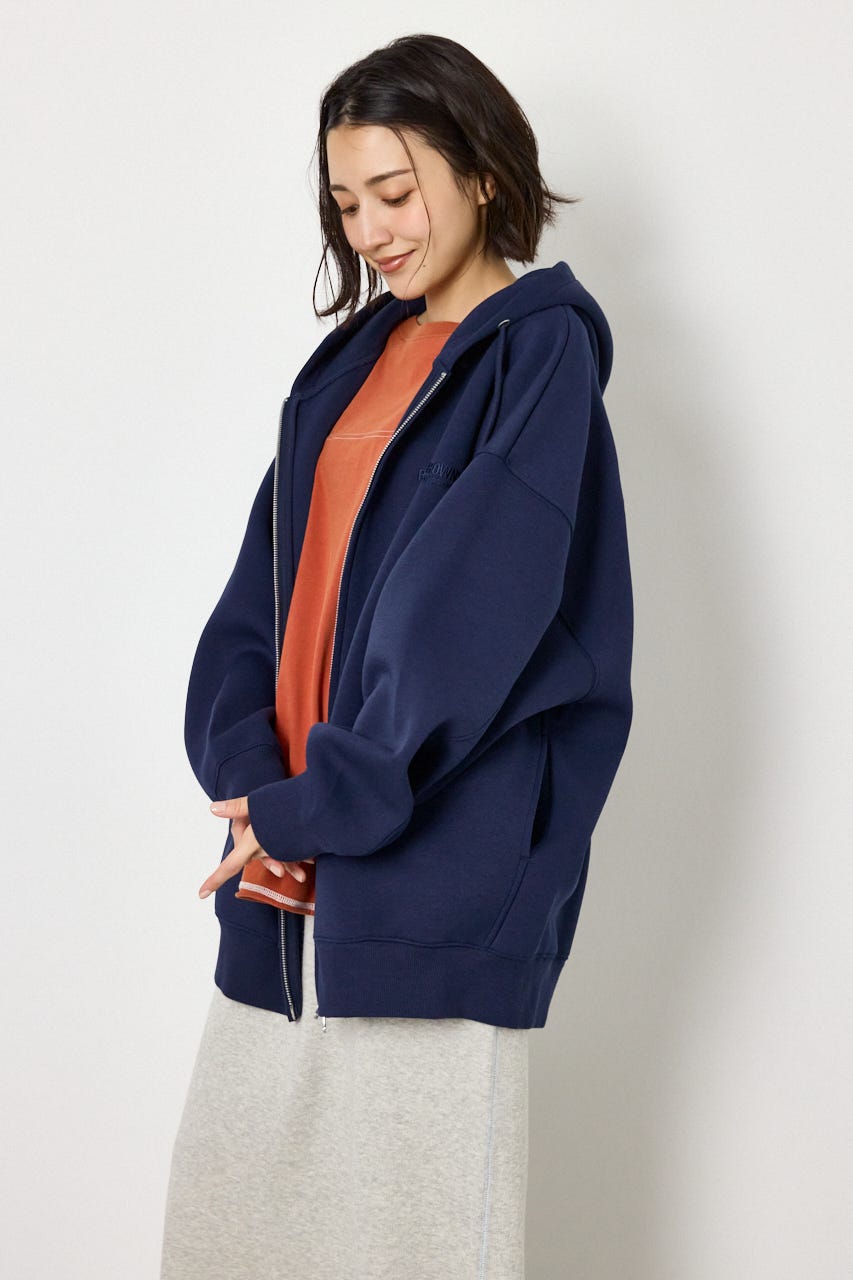 【UNISEX】エンボス W-ZIP ビッグ パーカー NVY FREE
