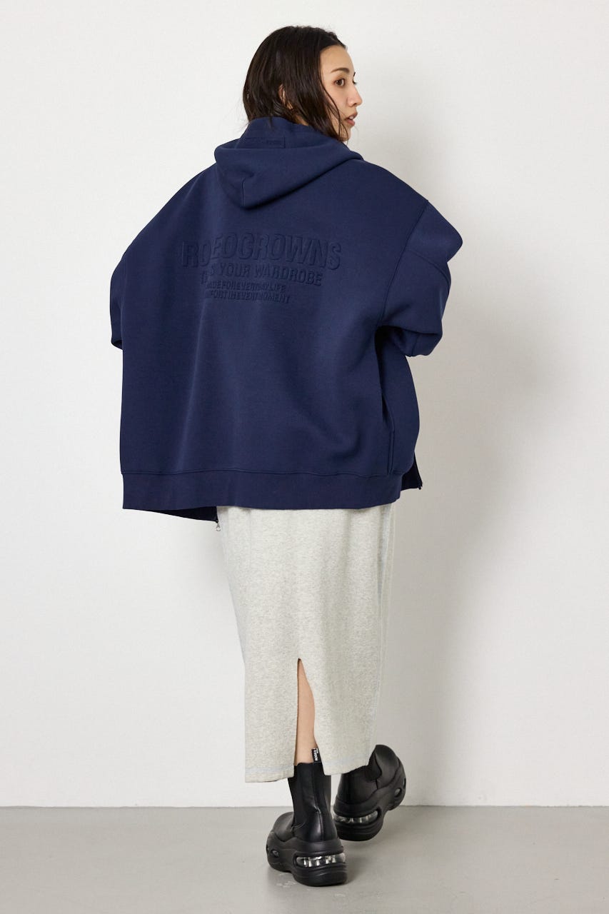 【UNISEX】エンボス W-ZIP ビッグ パーカー NVY FREE