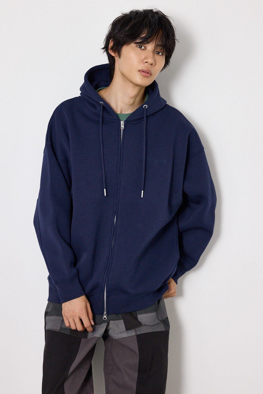 【UNISEX】エンボス W-ZIP ビッグ パーカー NVY FREE
