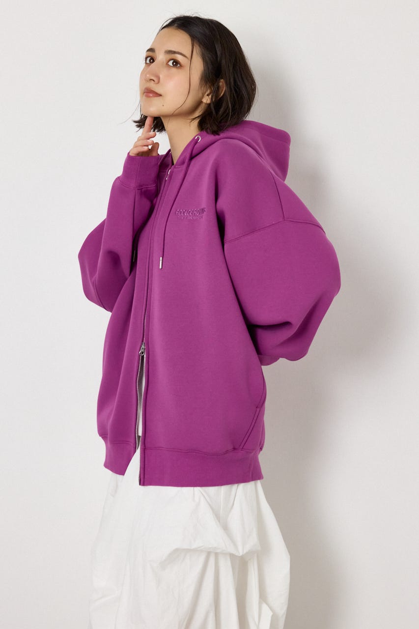 【UNISEX】エンボス W-ZIP ビッグ パーカー PUR FREE