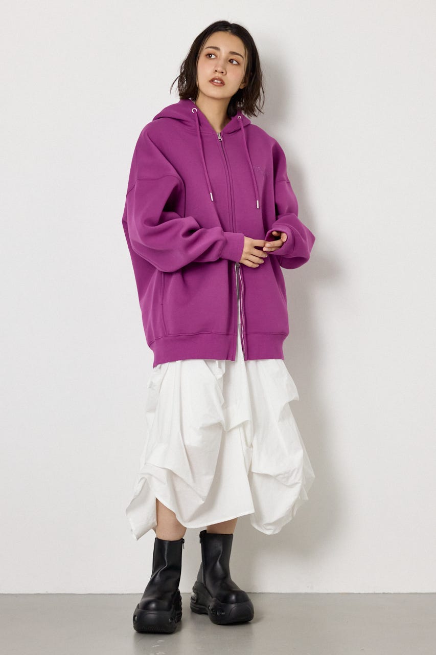 【UNISEX】エンボス W-ZIP ビッグ パーカー PUR FREE