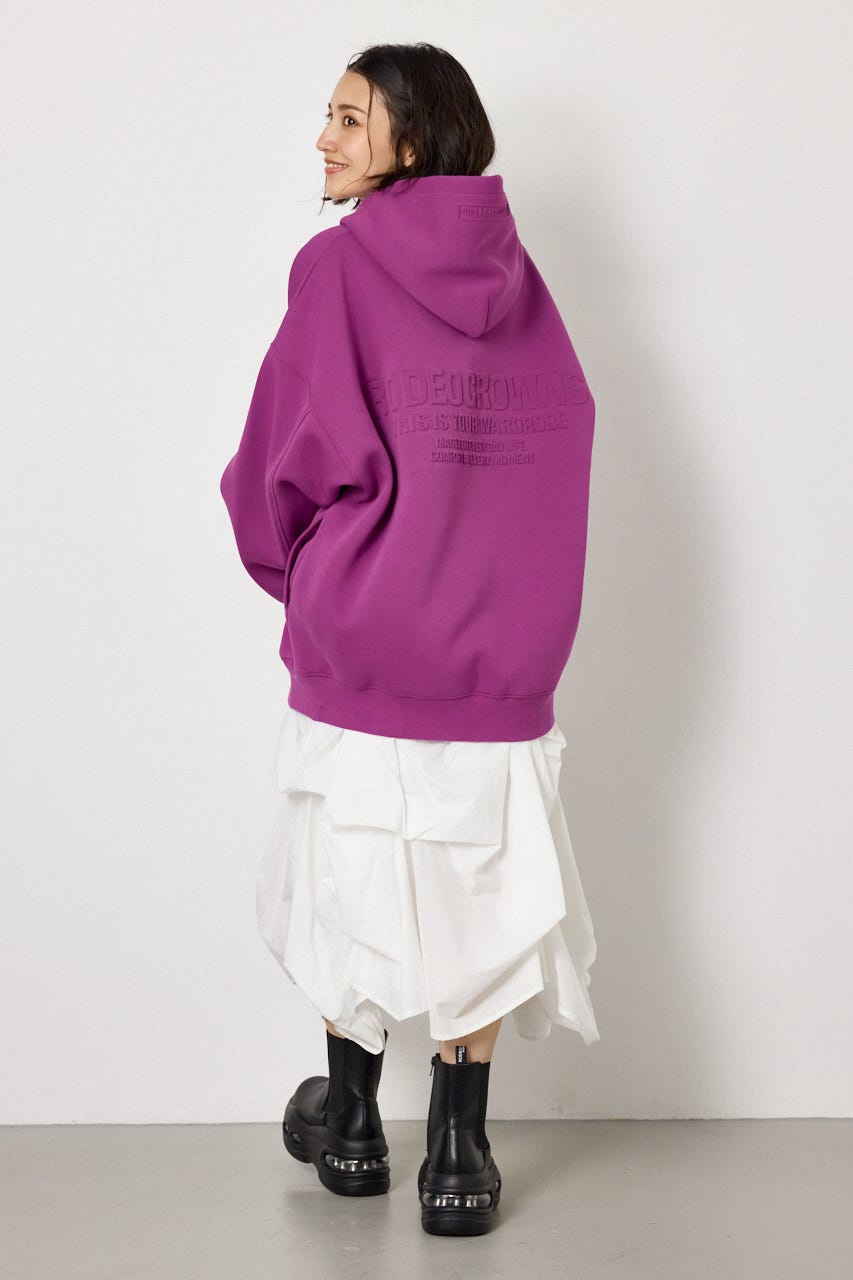 【UNISEX】エンボス W-ZIP ビッグ パーカー PUR FREE