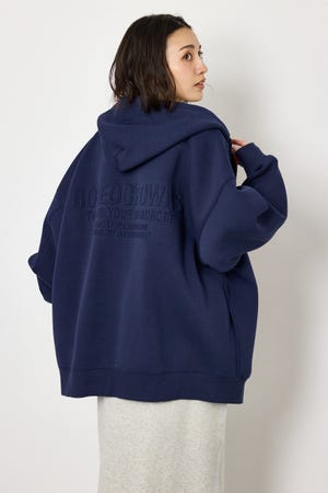 【UNISEX】エンボス W-ZIP ビッグ パーカー