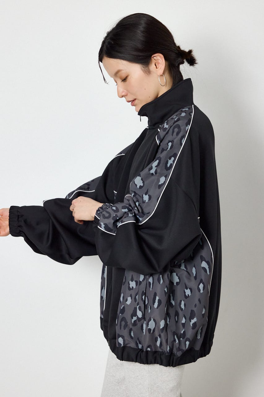 【UNISEX】サイドパターンドッキングブルゾン 柄BLK L