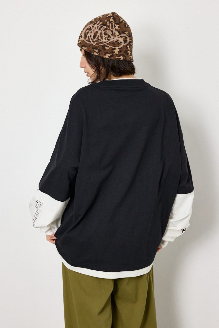 【UNISEX】スターレイヤードロングスリーブTシャツ BLK M
