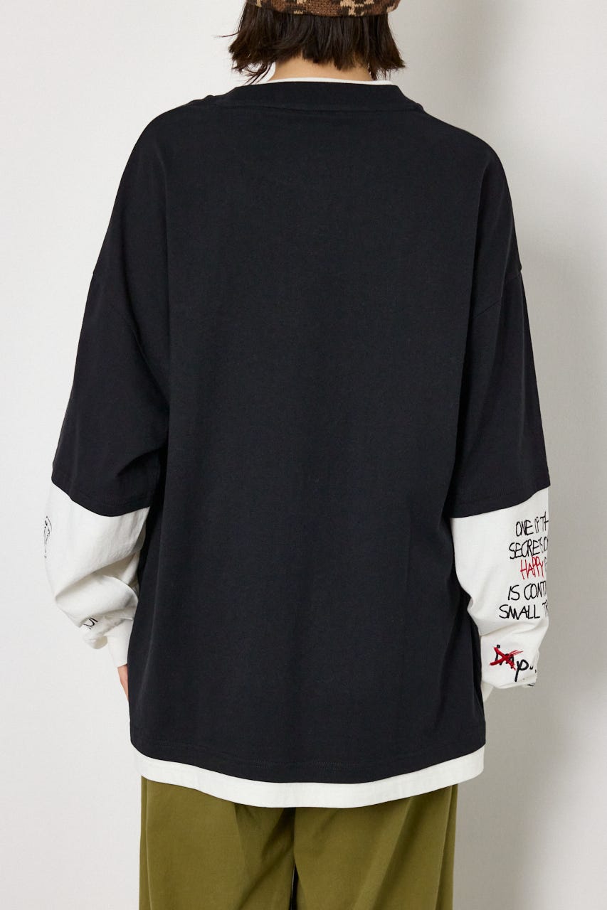 【UNISEX】スターレイヤードロングスリーブTシャツ BLK M