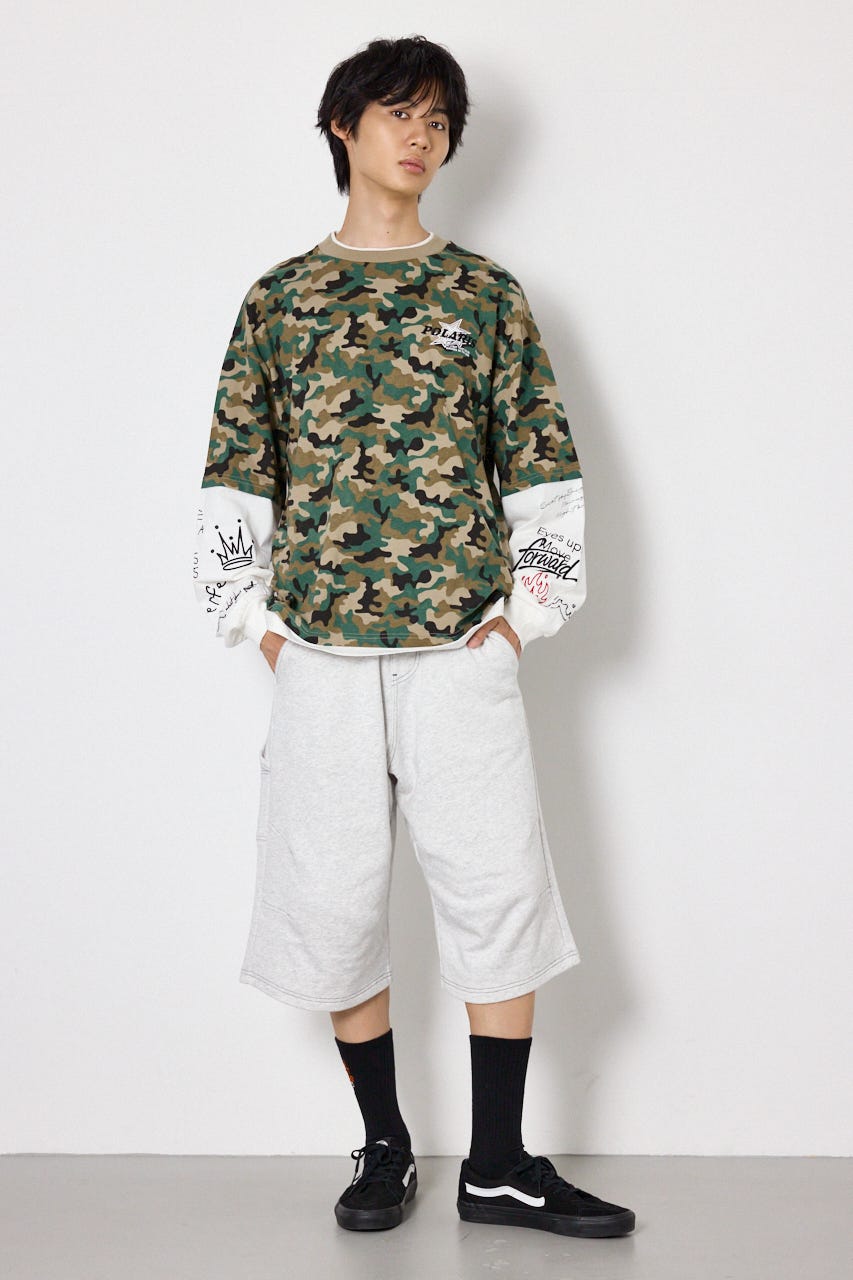 【UNISEX】スターレイヤードロングスリーブTシャツ 迷彩 M