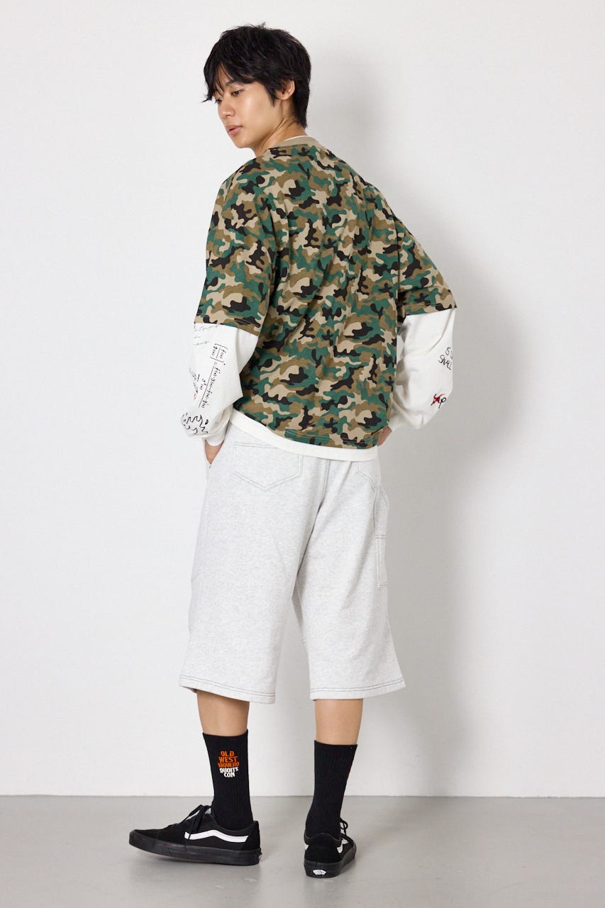 【UNISEX】スターレイヤードロングスリーブTシャツ 迷彩 M