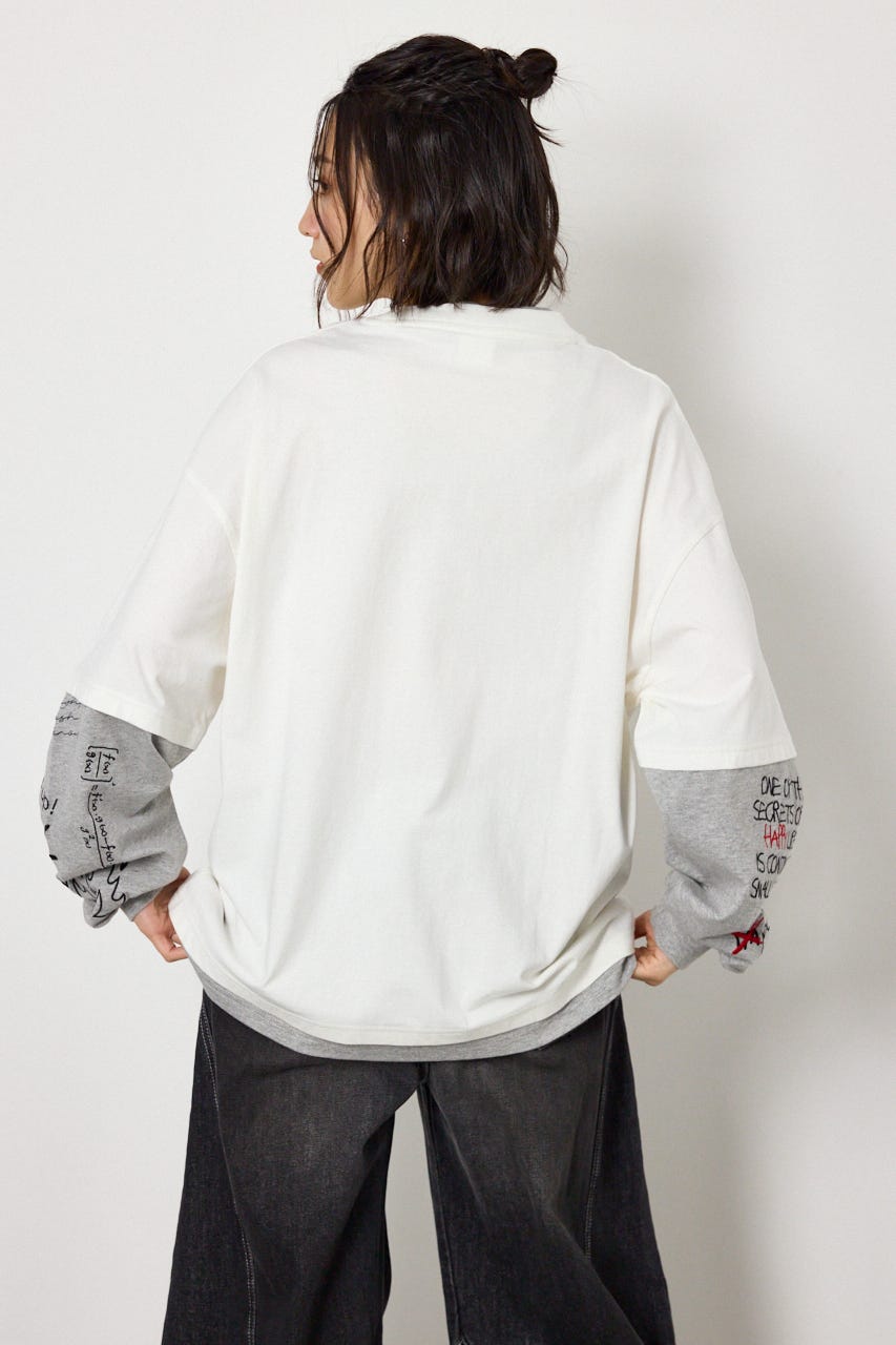 【UNISEX】スターレイヤードロングスリーブTシャツ O/WHT M