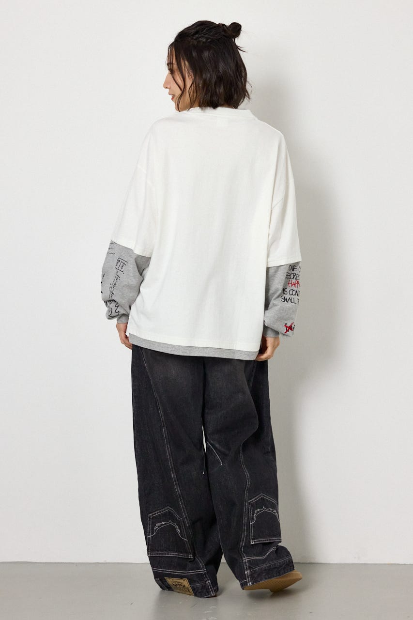 【UNISEX】スターレイヤードロングスリーブTシャツ O/WHT M