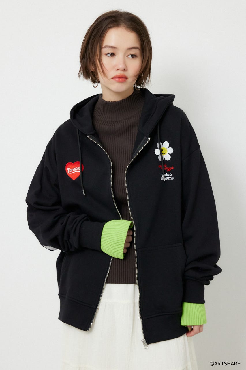 【UNISEX】(wiggle wiggle)ZIPパーカー BLK FREE