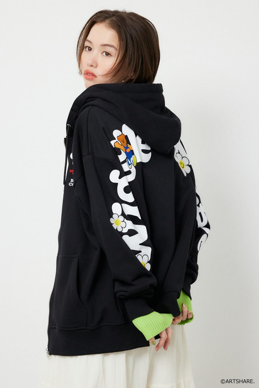 【UNISEX】(wiggle wiggle)ZIPパーカー BLK FREE