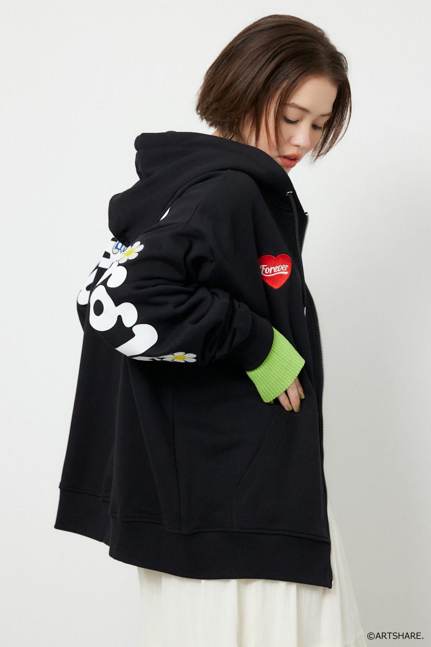 【UNISEX】(wiggle wiggle)ZIPパーカー BLK FREE