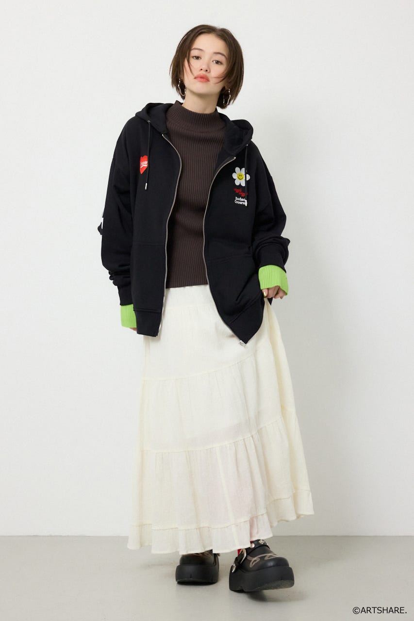 【UNISEX】(wiggle wiggle)ZIPパーカー BLK FREE