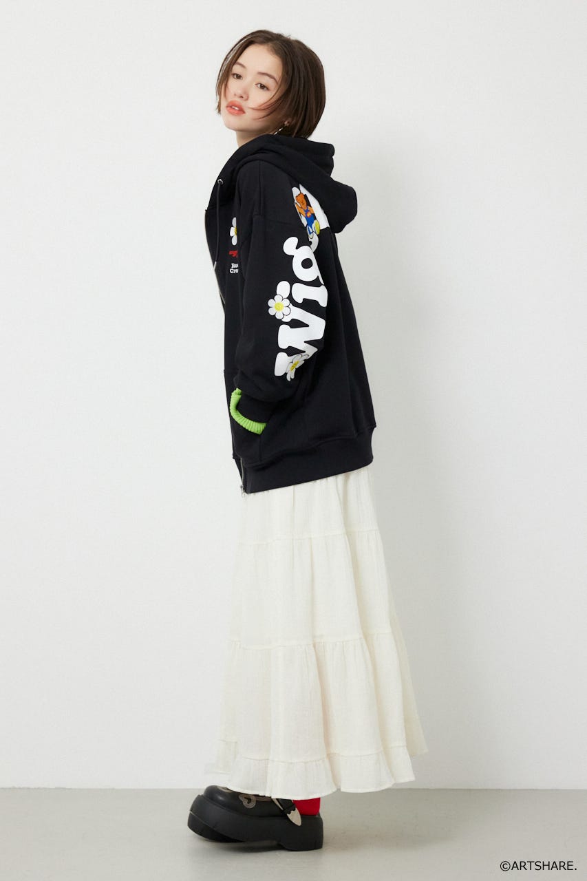 【UNISEX】(wiggle wiggle)ZIPパーカー BLK FREE