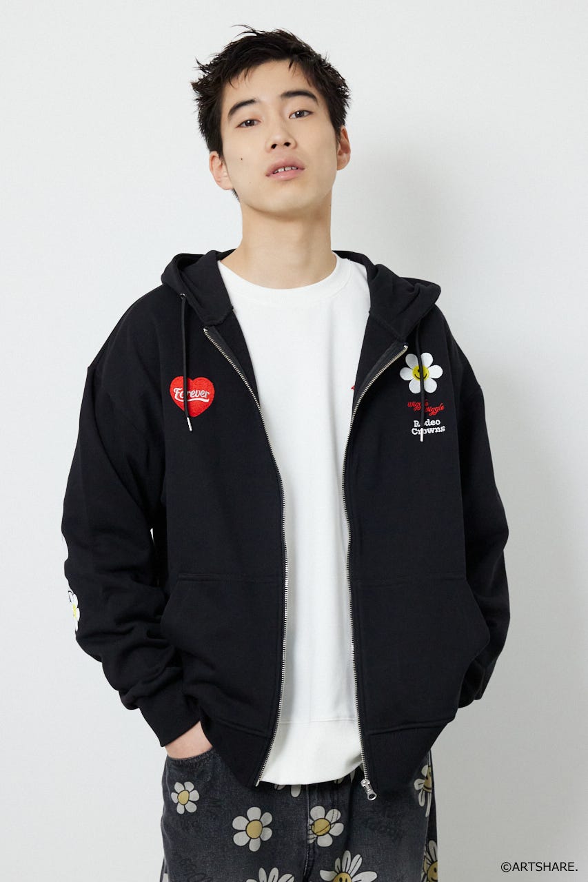 【UNISEX】(wiggle wiggle)ZIPパーカー BLK FREE