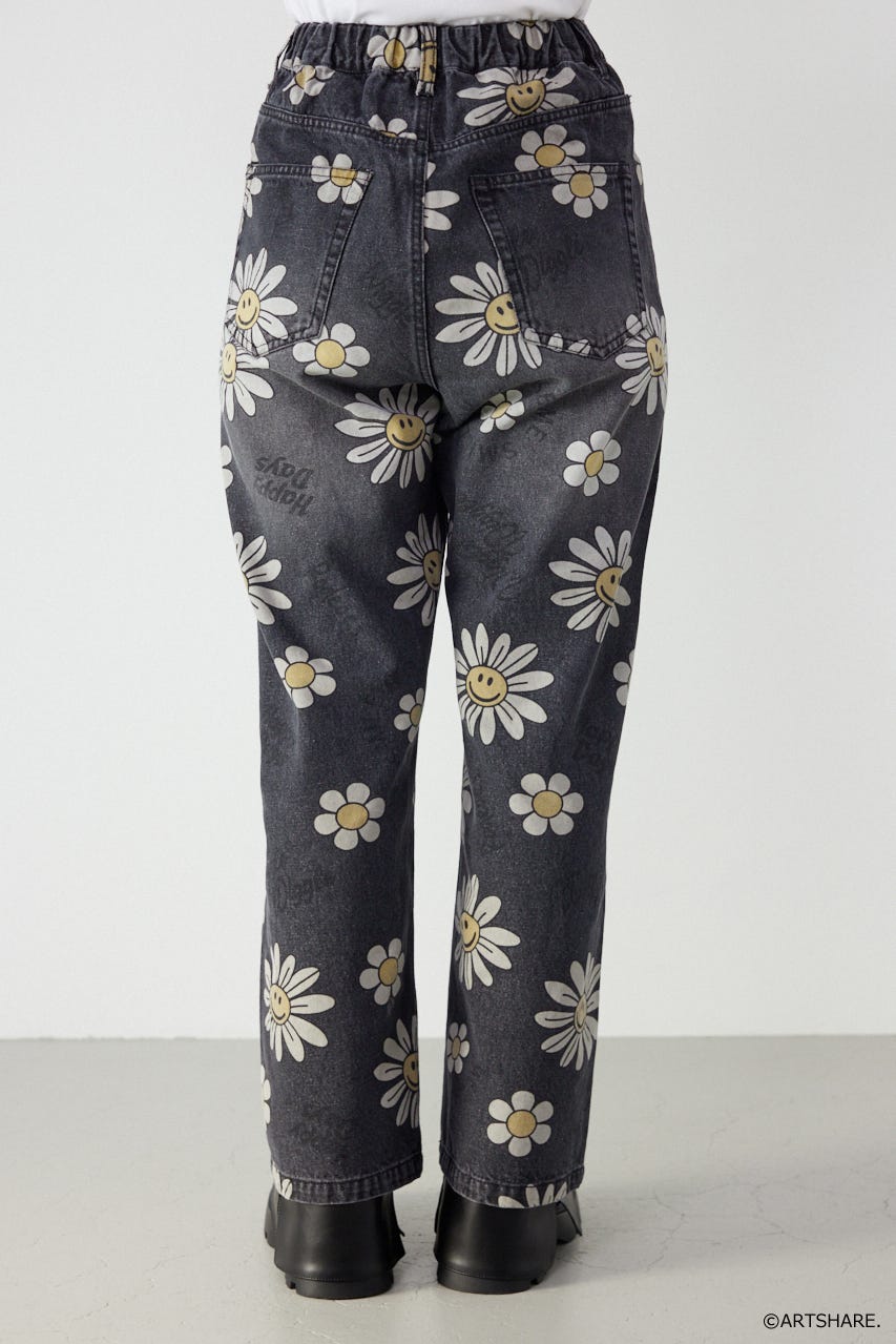 【UNISEX】(wiggle wiggle)パターンDENIMパンツ 柄BLK M