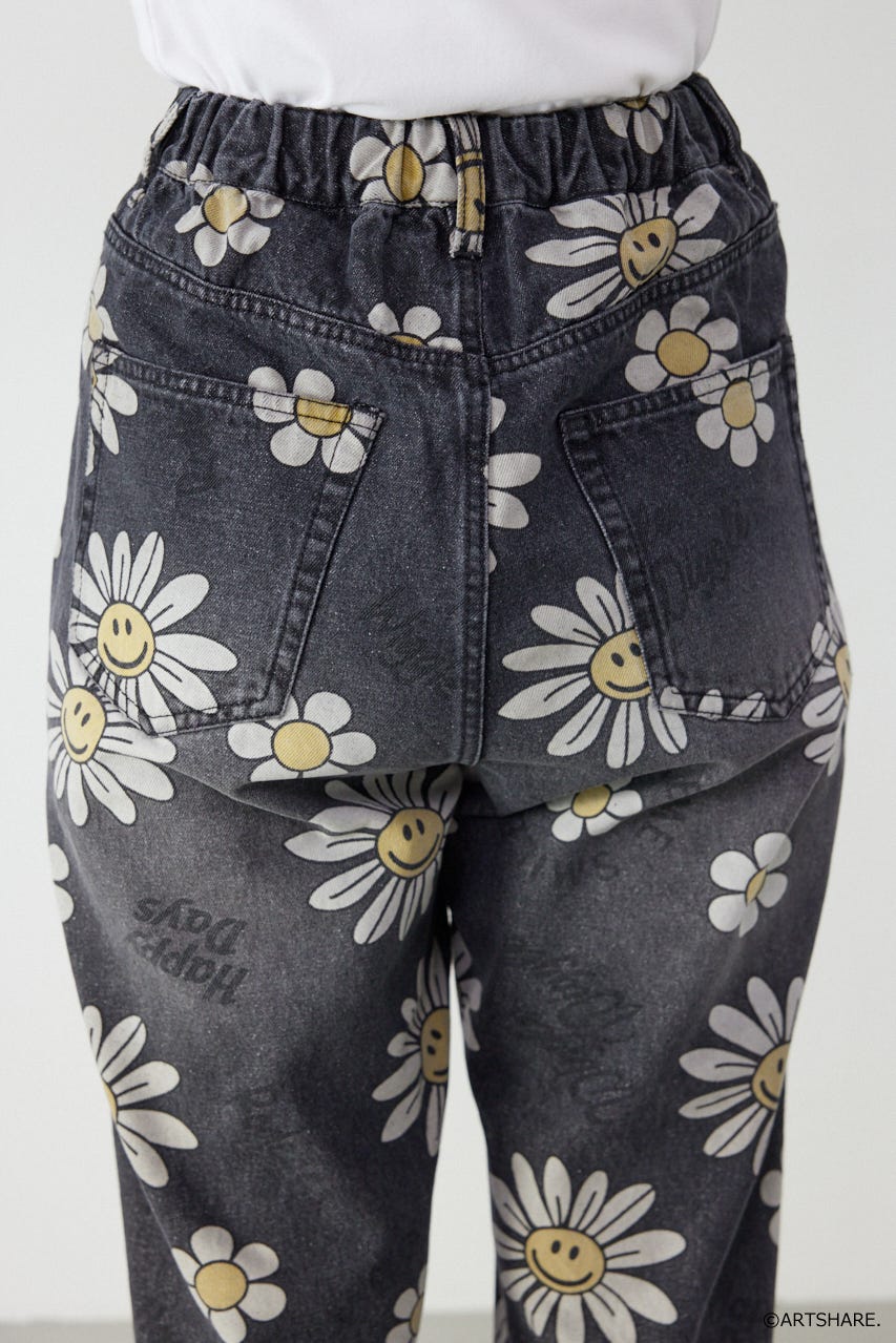 【UNISEX】(wiggle wiggle)パターンDENIMパンツ 柄BLK M