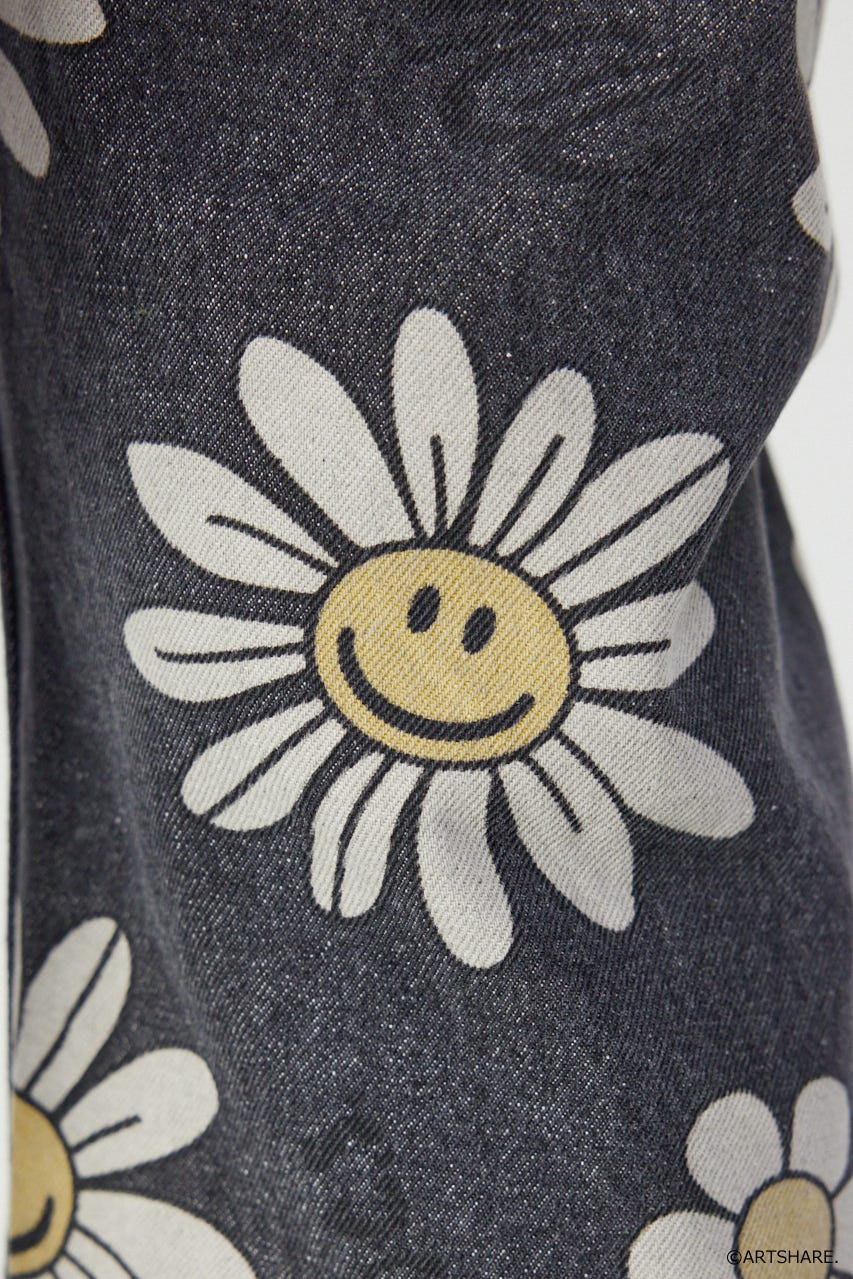 【UNISEX】(wiggle wiggle)パターンDENIMパンツ 柄BLK M