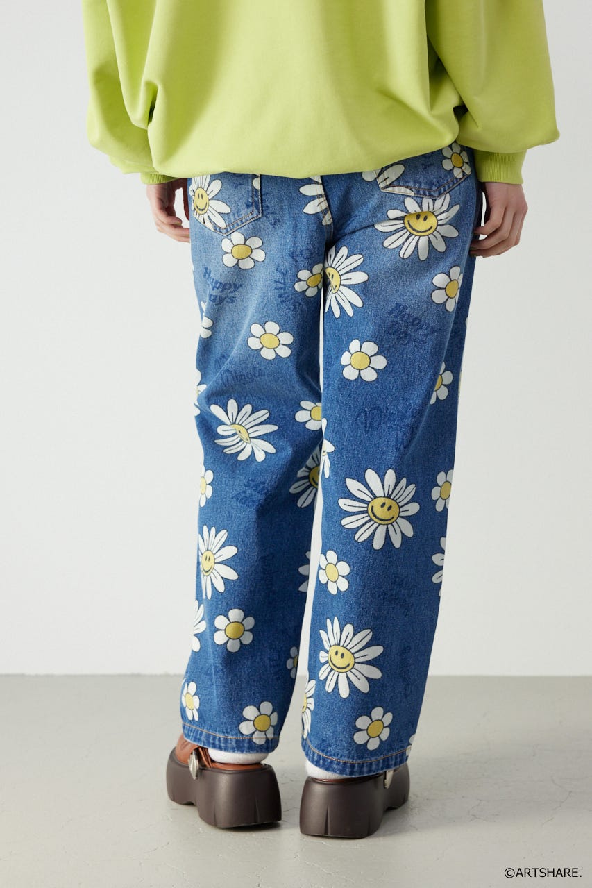 【UNISEX】(wiggle wiggle)パターンDENIMパンツ 柄BLU M