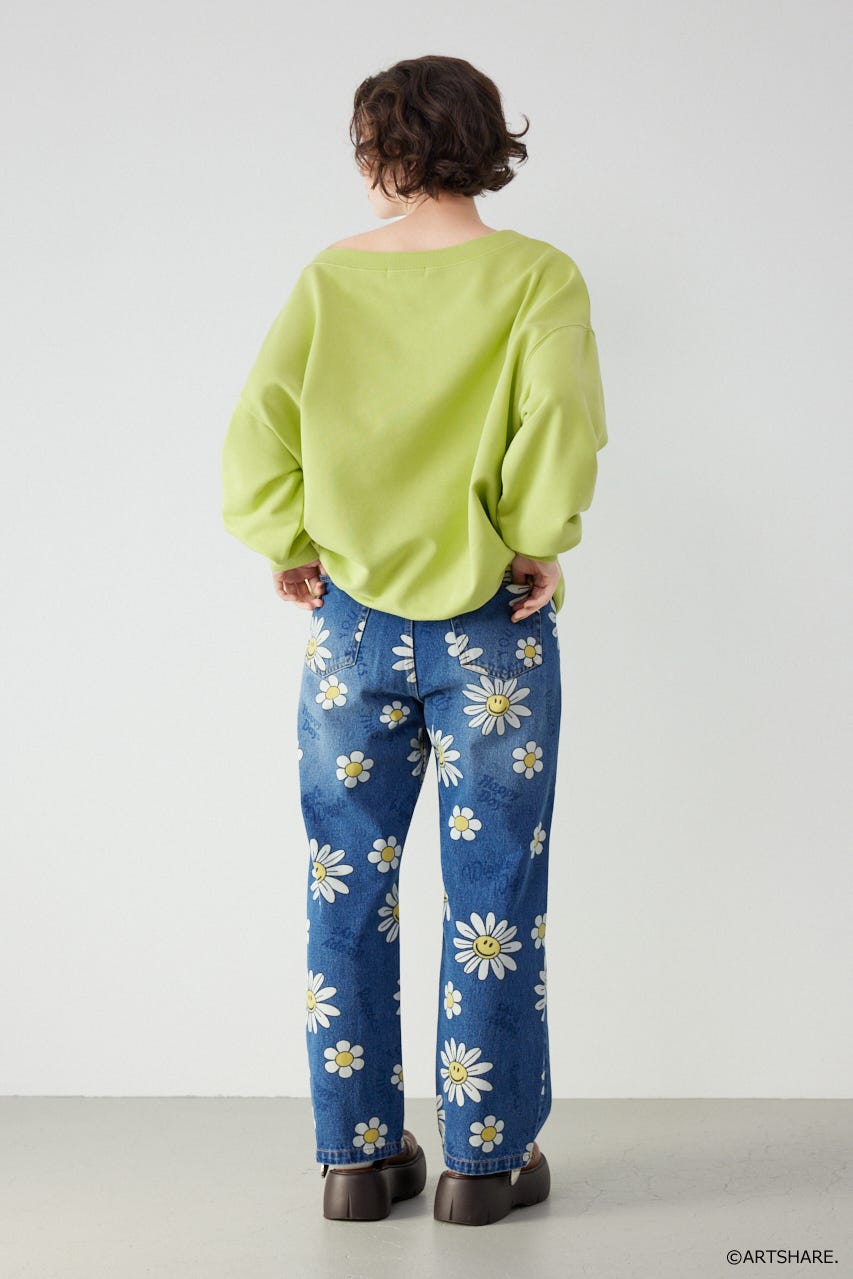 【UNISEX】(wiggle wiggle)パターンDENIMパンツ 柄BLU M